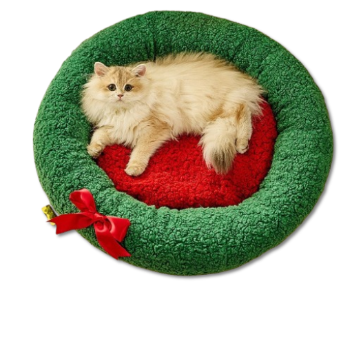 Christmas Tree Pet Bed - Lambs Wool Detachable Cat Dog Bed, Thick PP Cotton Filling, Holiday Theme | OEM/ODM