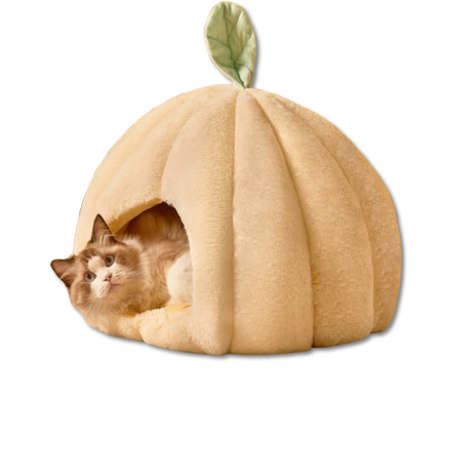 4 Pumpkin-Shaped Pet Bed - Detachable & Washable, Plush Fabric, Non-Slip Bottom for Cats & Dogs | OEM/ODM