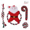 主图_02 Christmas Theme Pet Toys Set - Red Green White Rope Toys with Santa Plush Doll, Safe Chew Toys for Cats and Dogs