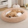 Striped Rabbit-Fur Pet Bed - Central Non-Slip Design, Compressible Luxury Cat Dog Bed | OEM/ODM