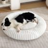 Striped Rabbit-Fur Pet Bed - Central Non-Slip Design, Compressible Luxury Cat Dog Bed | OEM/ODM