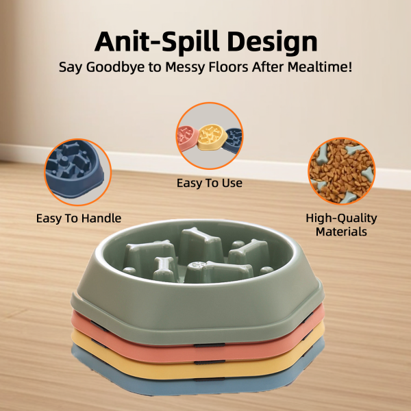 Anti-Spill Slow Feeder Pet Bowl - Anti-Choking, Easy to Clean, CertiPUR-USA Certified | OEM/ODM Customization