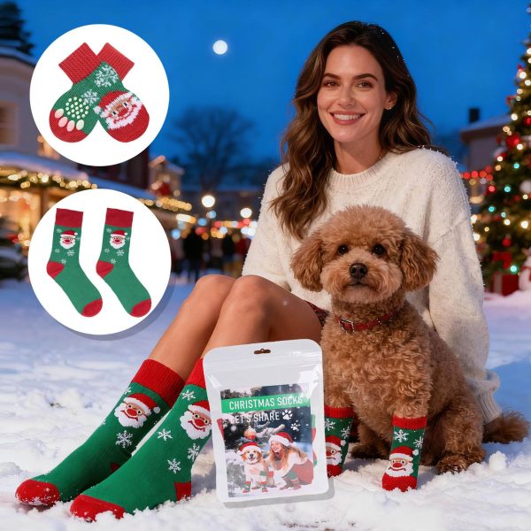 主图_01 (1) Christmas Matching Anti-Slip Socks for Humans & Pets | Customizable