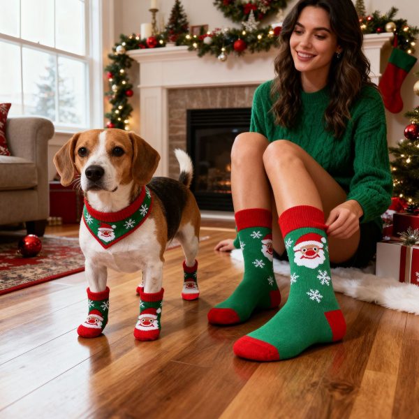 主图_02 Christmas Matching Anti-Slip Socks for Humans & Pets | Customizable